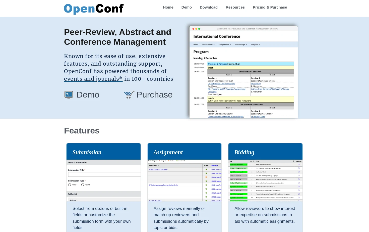 OpenConf Peer 页面快照